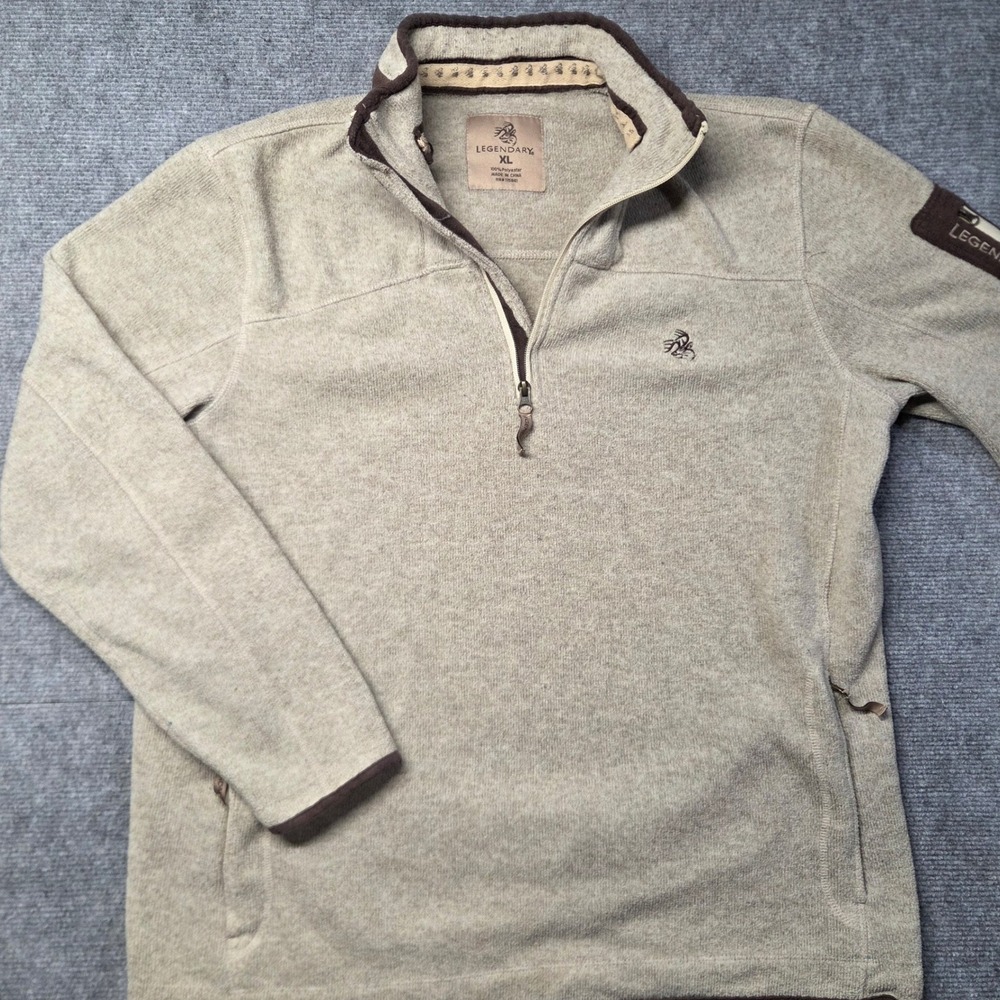 Legendary Whitetails Mens XL Quarter Zip Fleece Pullover Oatmeal Heather 0481